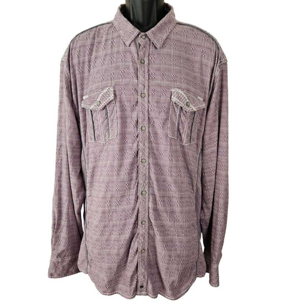 Buckle Black Mens XXL Athletic Fit Lavender Long Sleeve Button-Up Shirt Casual